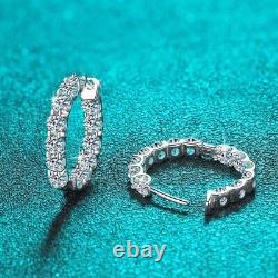 1.3ct Diamond Hoop Earrings White Gold & Gift Box Lab-Created VVS1/D/Excellent