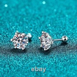 1ct Earrings White Gold Diamond Test Pass Lab-Created VVS1/D/Excellent