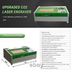 40W CO2 Laser Engraver Cutter Engraving Cutting Machine USB 300X200MM UK+4wheels