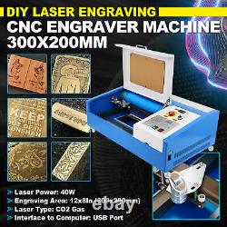 40W Laser Engraver CO2 Laser Engraving Cutting Engraver Machine 12x8Inch DIY