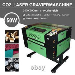 50W CO2 USB Laser Engraving Cutting Machine Engraver Cutter 500x300mm + 4 Wheels