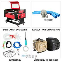 60W CO2 Laser Engraver Engraving Cutting Machine 700x500MM Cutter with Wheels USB