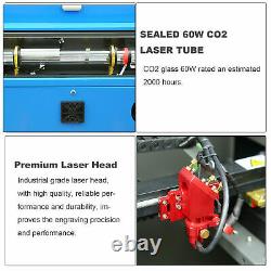 60W CO2 USB Laser Engraver Cutter 700x500mm Engraving Cutting Printer + 4 Wheels