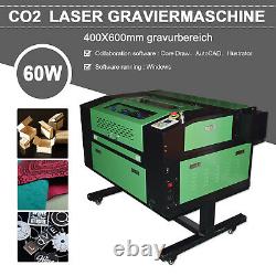 60W CO2 USB Laser Engraving Engraver 400x600mm Cutting Cutter Printer with4 Wheels