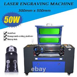 Autofocus Laser 50W Co2 Laser 300x500MM Engraving Machine Cutting + Rotary Axis