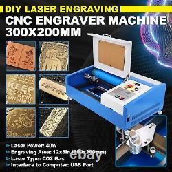 Laser Engraver Cutter Engraving Machine 40W CO2 30x20cm with LCD Display USB VEVOR