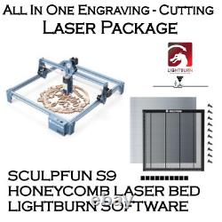 STARTER KIT- Sculpfun S9 410x420 Laser Engraving Cutter + Laser Bed + Software