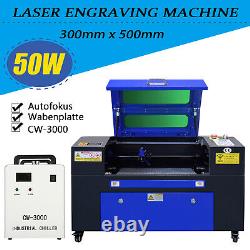 Top Quality 50W CO2 Laser Cutter Engraver Engraving Machine 300x500mm + CW3000