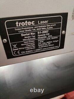 Trotec Speedy 100 Laser Engraving Machine 80watt With Rotary and Cutting Table