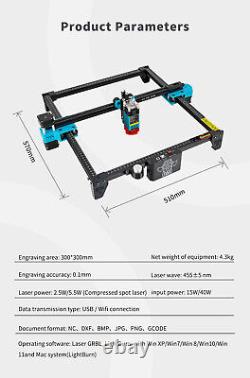 TwoTrees TTS-55 V2.0 CNC Laser Engraver 40W Engraving Cutting Machine 300300mm