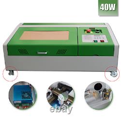 Upgraded 40W CO2 USB Laser Engraving Cutting Machine Cutter Wood Working+4 wheel