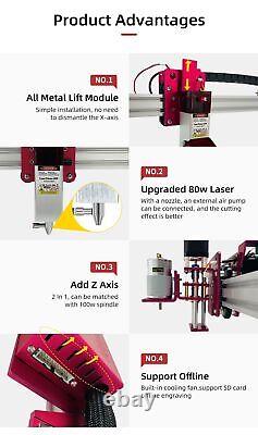 1M1M Zone de travail Module laser 80W pour machine de découpe laser CNC en métal plein