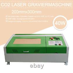 40w Laser Graveur Co2 Laser Gravure Machine De Coupe 300x200mm Ce + 4 Roues