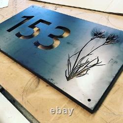 Boîte Aux Lettres Maison Enseigne Ferme Plaque Corten Rusted Steel Laser Cut 500mm X 250mm