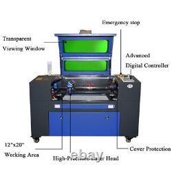 Découpeur graveur laser CO2 50W 300x500mm avec axe rotatif et refroidisseur d'eau CW3000