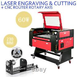 Graveur Laser Vevor 60w Co2 700x500mm Machine À Découper Et Ensemble 3-jaw De L'axe Rotatif