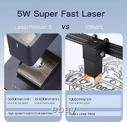 LaserPecker 2 Graveur Laser 5W avec Rouleau + Étui de Transport + Matériau de Plaque de Coupe.