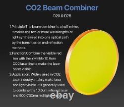 Lentille de combinaison de faisceau laser de diamètre 20-25mm pour machine de gravure et de découpe laser au CO2