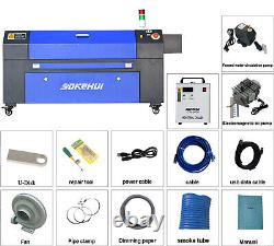 Machine de gravure et de découpe au laser CO2 Autofocus 28x20 avec amélioration + refroidisseur d'eau CW3000