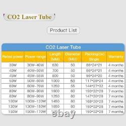 Tube laser CO2 30W 630mm Dia 50mm Lampe pour la gravure, la découpe et le marquage au laser CO2