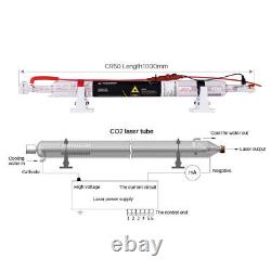 Tube laser CO2 Cloudray de 50W avec tête métallique et tuyau en verre de 1000mm pour gravure et découpe.